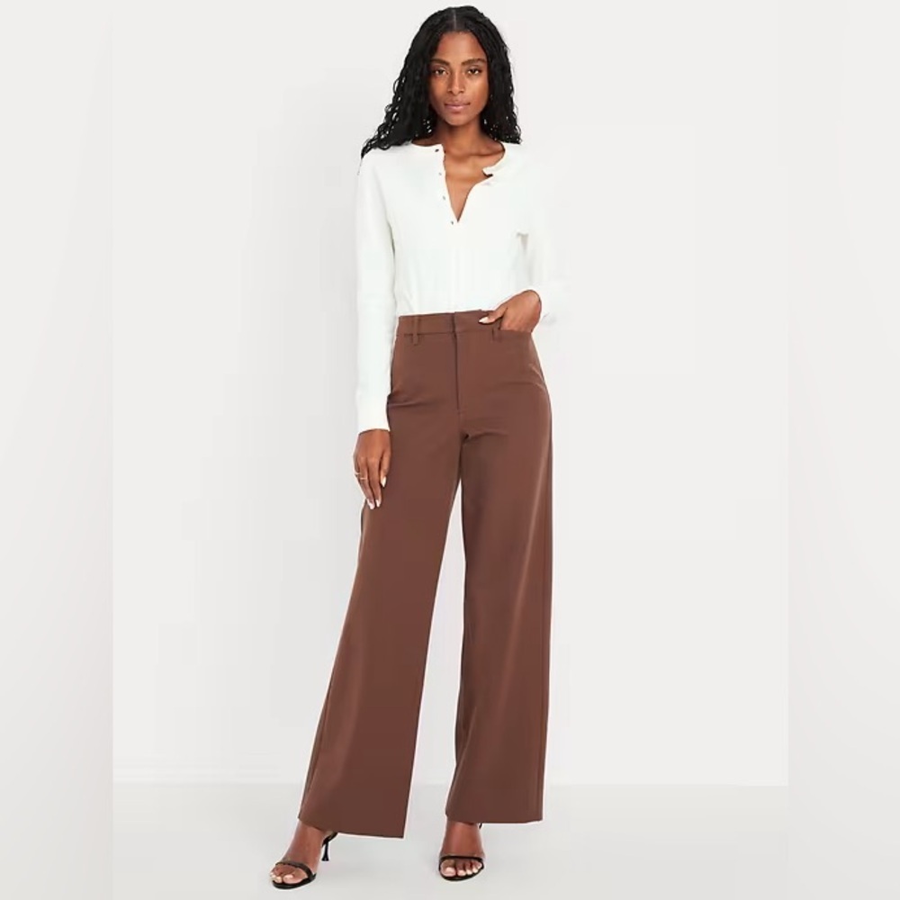 NWT! Old Navy Brown High-Waisted Pixie Super Wide-Leg Pants 842744 🩷